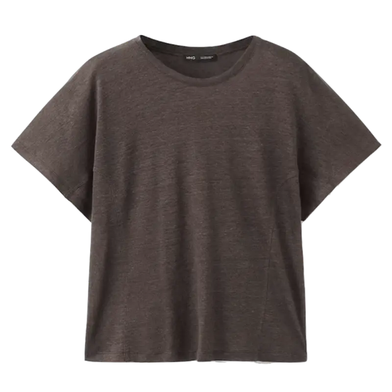 Tricou de in Mango cu decolteu, Maro