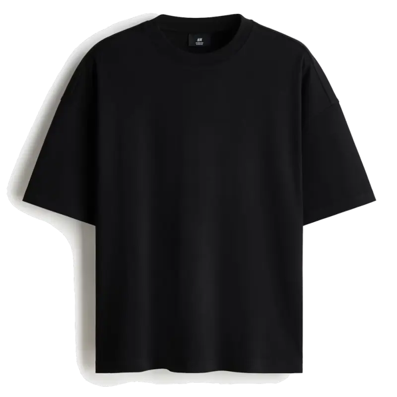 Tricou din Jerseu Interlock Oversized, Negru